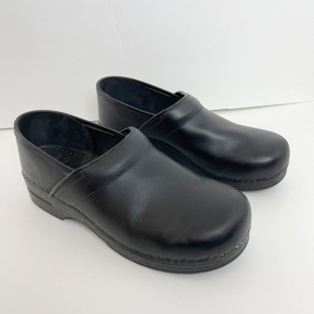 Men's Professional Black Box Leather Clog by Dansk